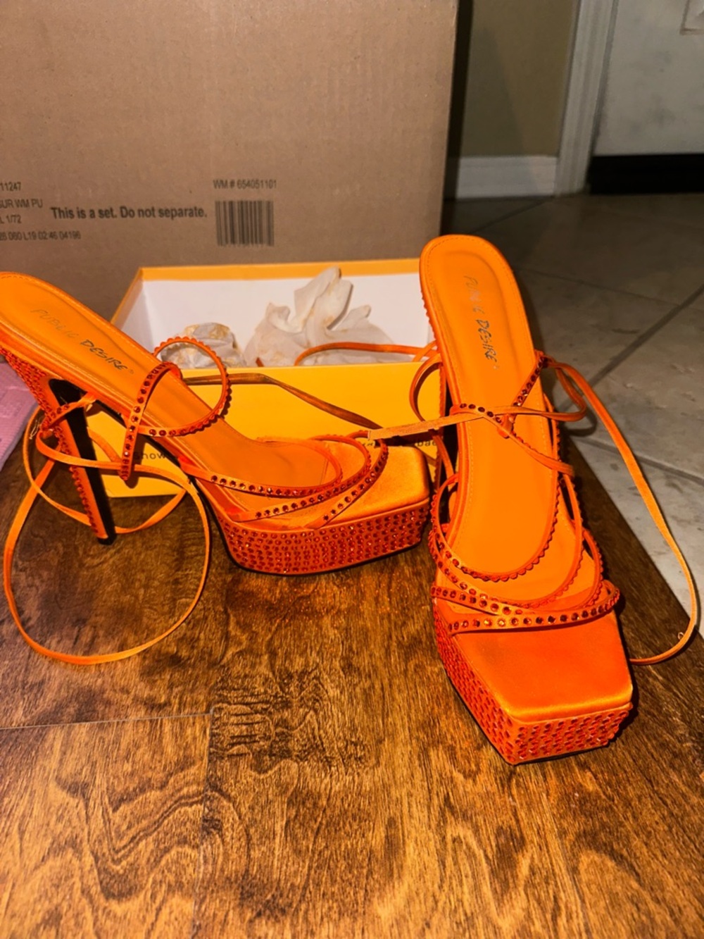 Orange Strappy Platform Sandals